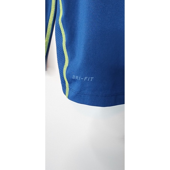 Nike Pro Combat Shirt Dri Fit YOUTH L Long Sleeve Blue Yellow Logo Swoosh Large - Picture 6 of 11